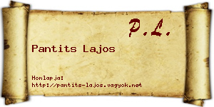 Pantits Lajos névjegykártya